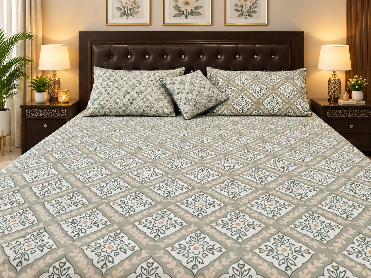 Sage Haveli Tile Bedsheet Set