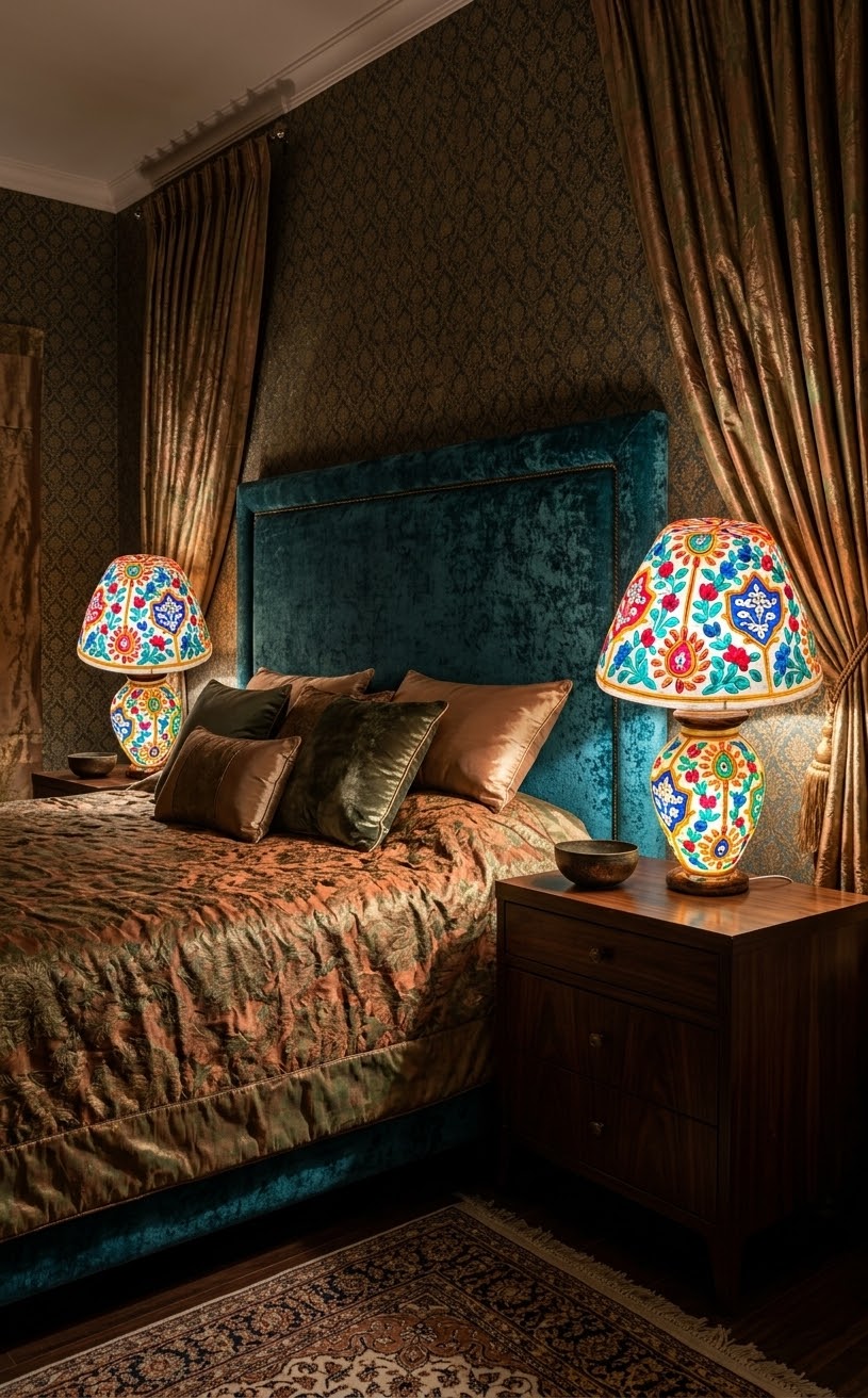 Bahar Ivory Floral Table Lamp