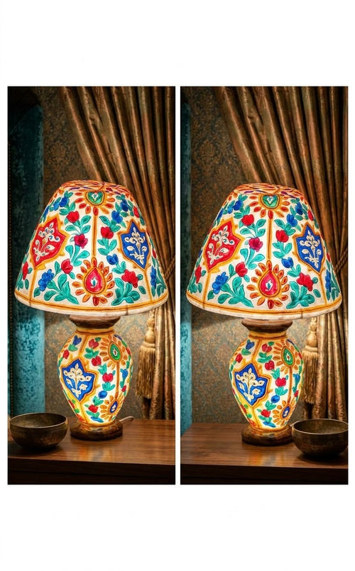 Bahar Ivory Floral Table Lamp