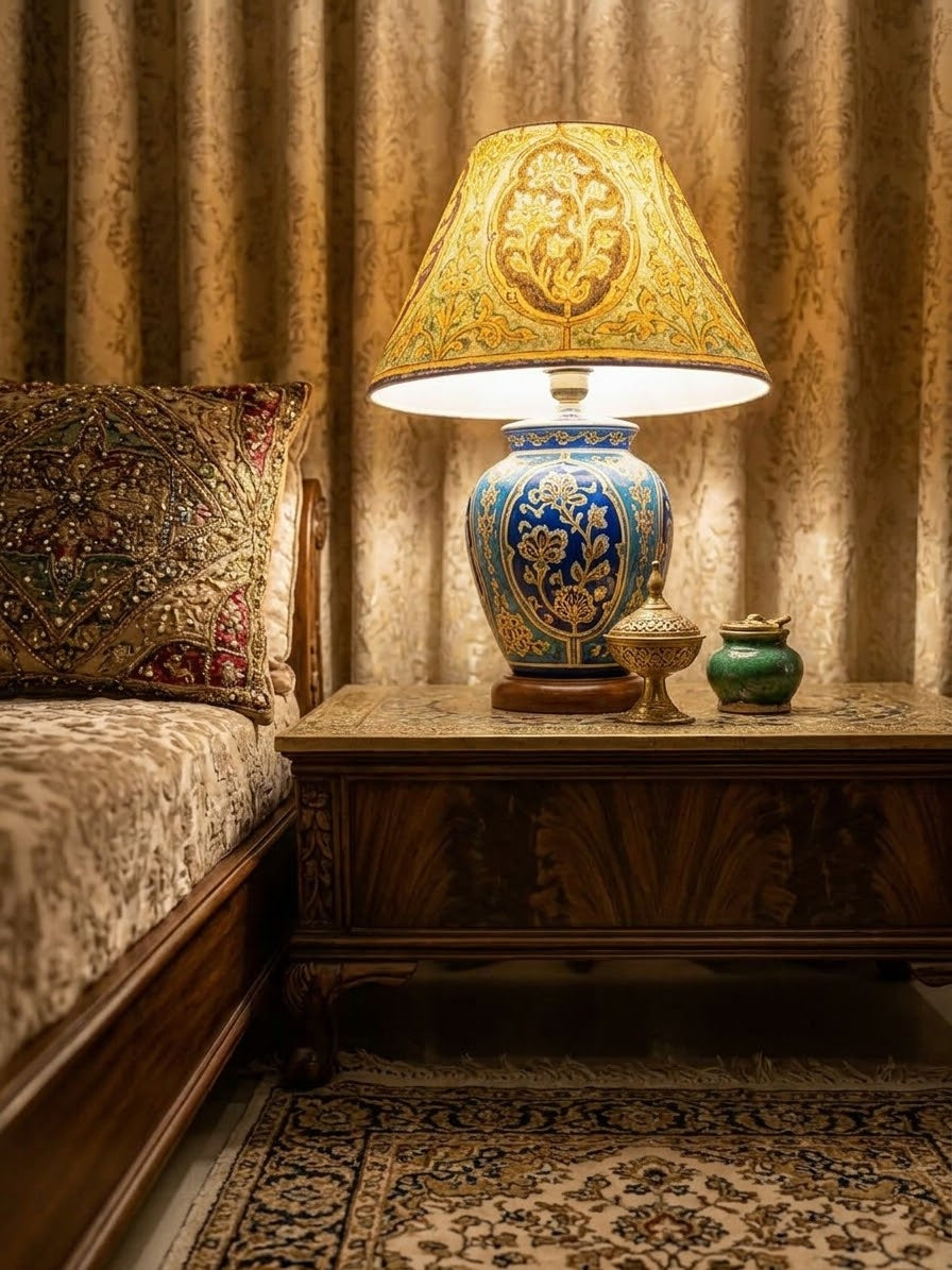 Neelam Gold Floral Table Lamp
