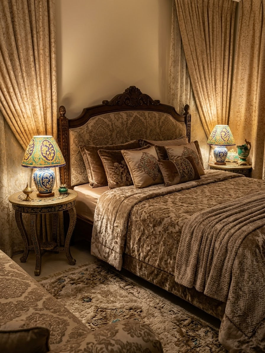 Neelam Gold Floral Table Lamp